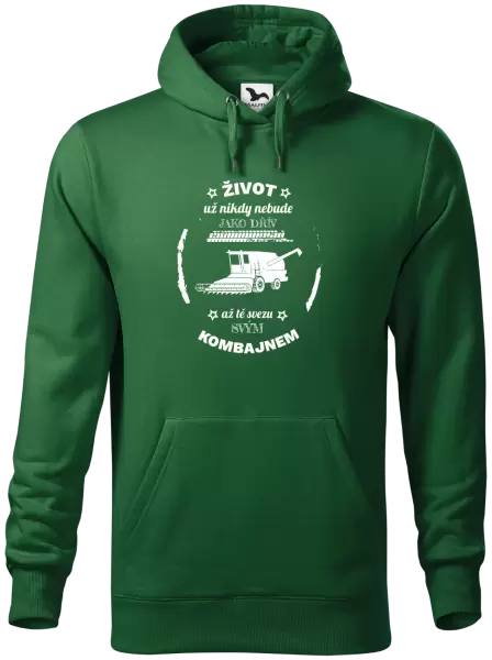 Pánská mikina Život už nebude jako dřív, až tě svezu svým kombajnem