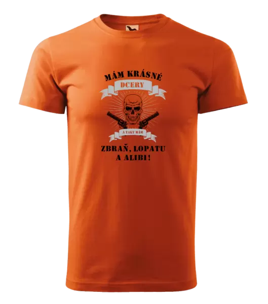 Pánské tričko Mám krásné dcery, a taky zbraň, lopatu a alibi - lebka