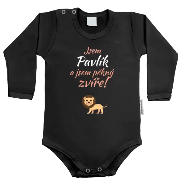 Dětské body Jsem jméno a jsem pěkný zvíře! Lev