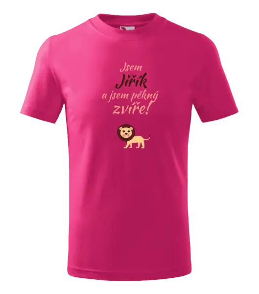 Dětské tričko Jsem jméno a jsem pěkný zvíře! Lev