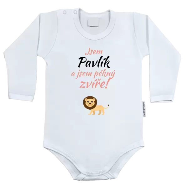 Dětské body Jsem jméno a jsem pěkný zvíře! Lev