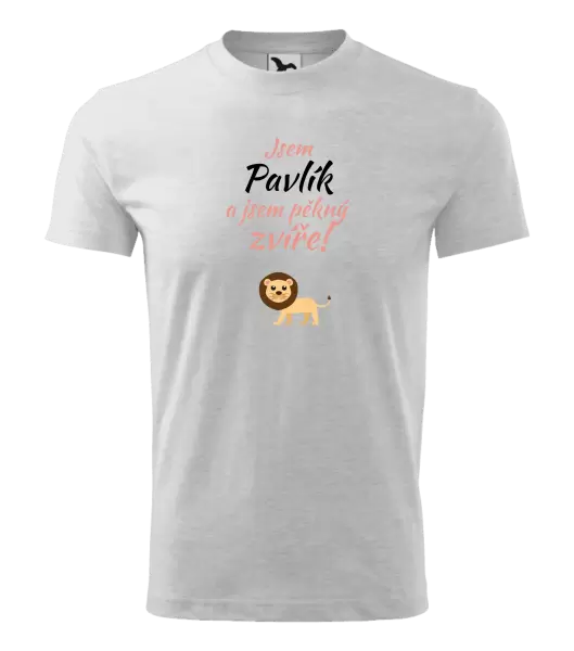 Dětské tričko Jsem jméno a jsem pěkný zvíře! Lev