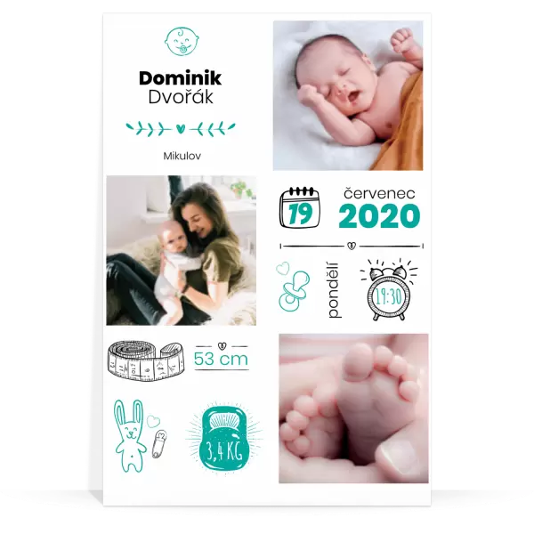 Hliníková dibond deska Narození kluka