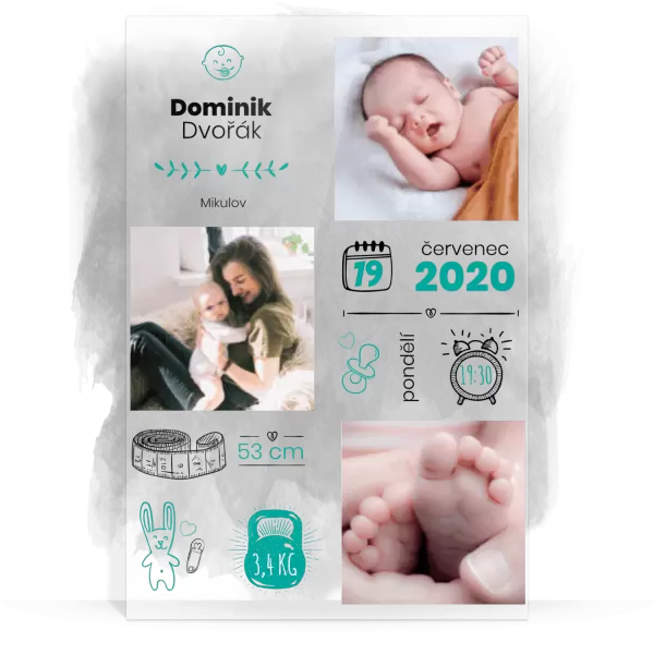 Plexisklo 3 mm Narození kluka