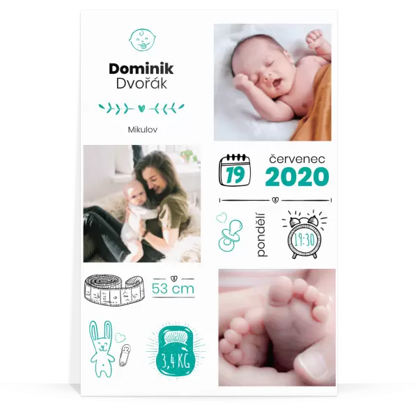 Plexisklo 3 mm Narození kluka