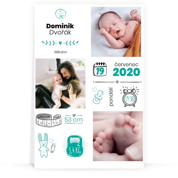 PVC deska Narození kluka