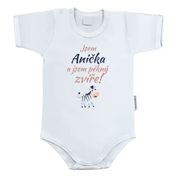 Dětské body Jsem jméno a jsem pěkný zvíře! Zebra
