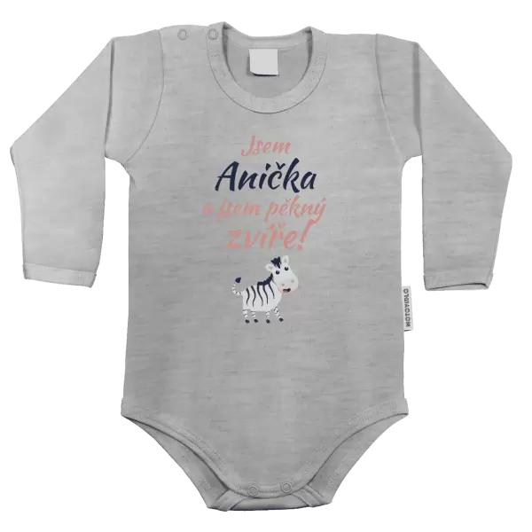 Dětské body Jsem jméno a jsem pěkný zvíře! Zebra