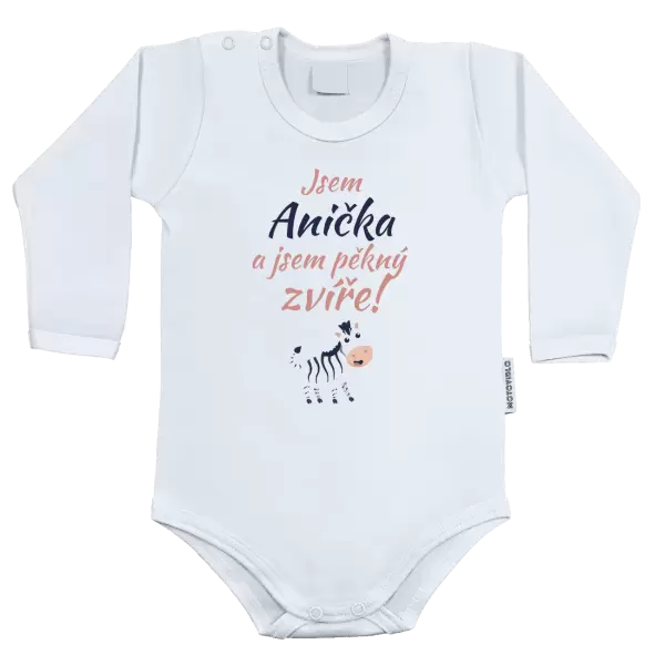 Dětské body Jsem jméno a jsem pěkný zvíře! Zebra