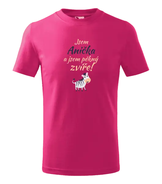 Dětské tričko Jsem jméno a jsem pěkný zvíře! Zebra