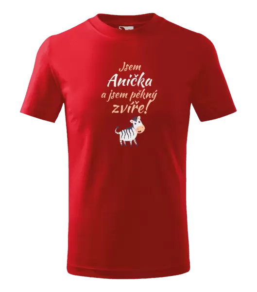 Dětské tričko Jsem jméno a jsem pěkný zvíře! Zebra