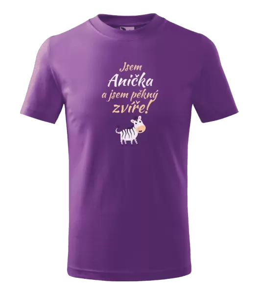 Dětské tričko Jsem jméno a jsem pěkný zvíře! Zebra