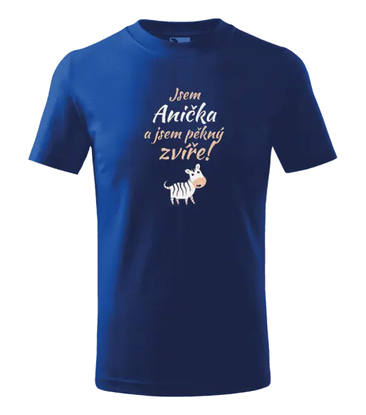 Dětské tričko Jsem jméno a jsem pěkný zvíře! Zebra