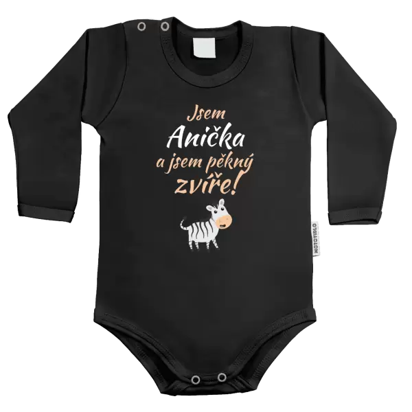 Dětské body Jsem jméno a jsem pěkný zvíře! Zebra