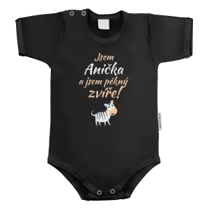 Dětské body Jsem jméno a jsem pěkný zvíře! Zebra