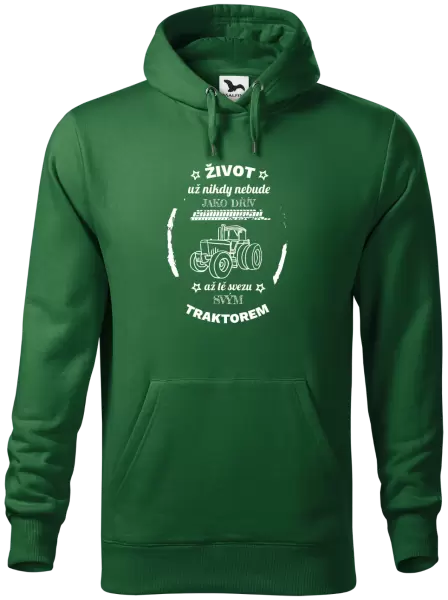 Pánská mikina Život už nebude jako dřív, až tě svezu svým traktorem
