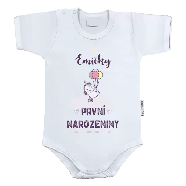 Dětské body První narozeniny - Jednorožec, se jménem