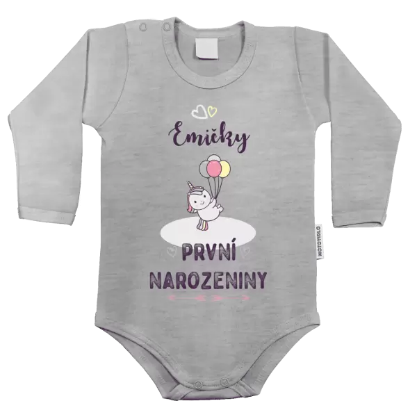 Dětské body První narozeniny - Jednorožec, se jménem