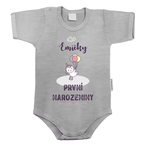 Dětské body První narozeniny - Jednorožec, se jménem