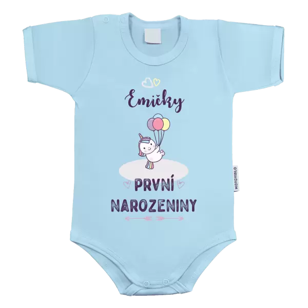 Dětské body První narozeniny - Jednorožec, se jménem