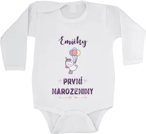 Dětské body První narozeniny - Jednorožec, se jménem