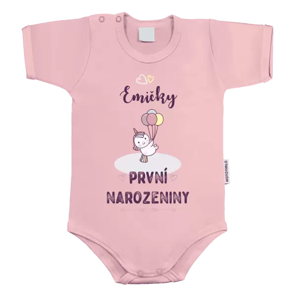 Dětské body První narozeniny - Jednorožec, se jménem