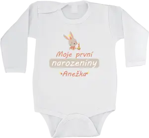 Dětské body První narozeniny - Zajíček, se jménem