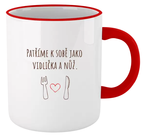 Hrnek Patříme k sobě jako vidlička a nůž