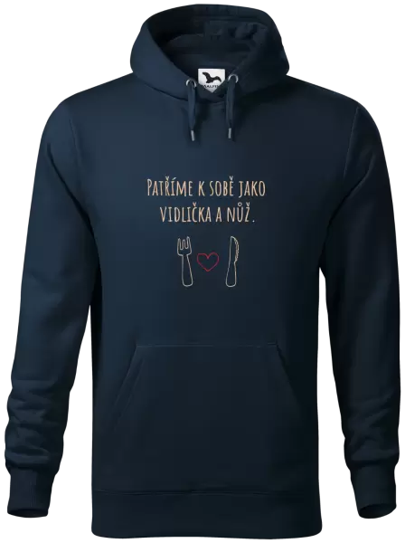 Pánská mikina Patříme k sobě jako vidlička a nůž