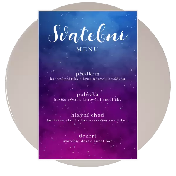 Papírové svatební menu ALENA