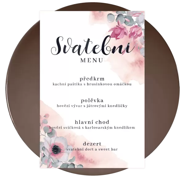 Plexi svatební menu BARBORA
