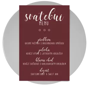 Papírové svatební menu ADRIANA