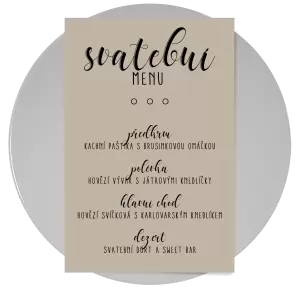 Papírové svatební menu ADRIANA