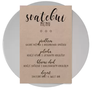 Papírové svatební menu ADRIANA