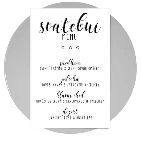 Papírové svatební menu ADRIANA