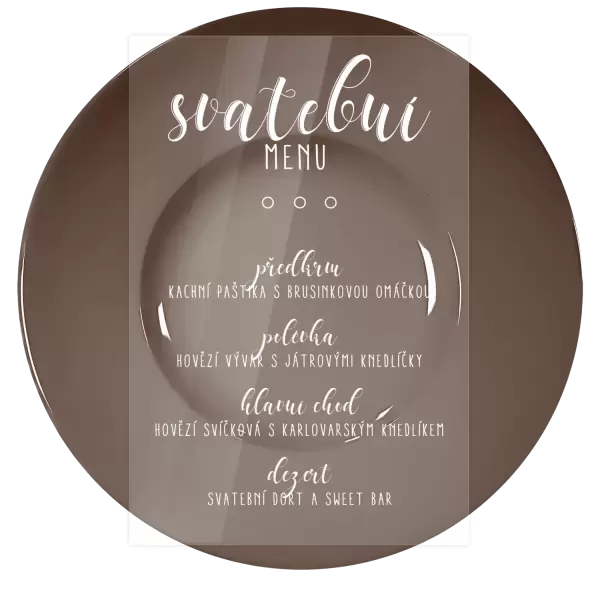 Plexi svatební menu ADRIANA