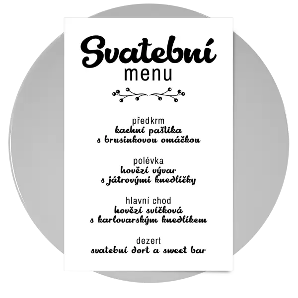 Papírové svatební menu GABRIELA