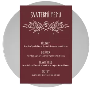Papírové svatební menu ELENA