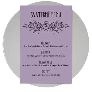 Papírové svatební menu ELENA