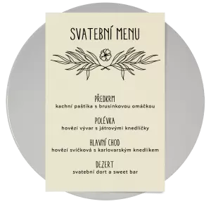 Papírové svatební menu ELENA