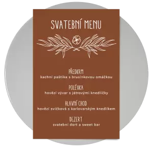 Papírové svatební menu ELENA