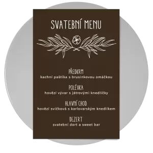 Papírové svatební menu ELENA