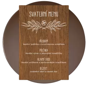 Dřevěné svatební menu ELENA