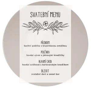 Plexi svatební menu ELENA