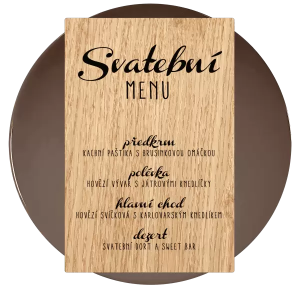 Dřevěné svatební menu FIONA