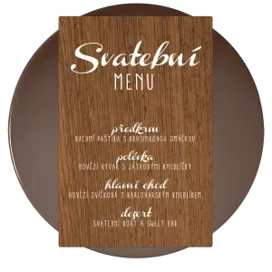 Dřevěné svatební menu FIONA