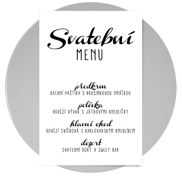 Papírové svatební menu FIONA