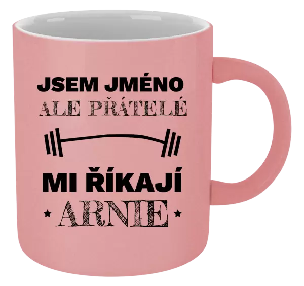 Metalický hrnek Jsem (jméno), ale přátelé mi říkají Arnie