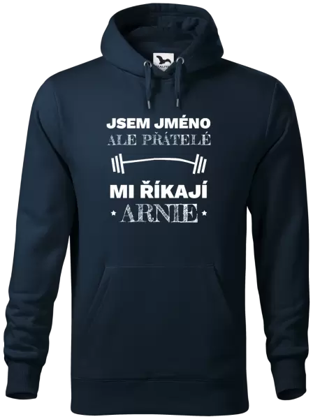 Pánská mikina Jsem (jméno), ale přátelé mi říkají Arnie