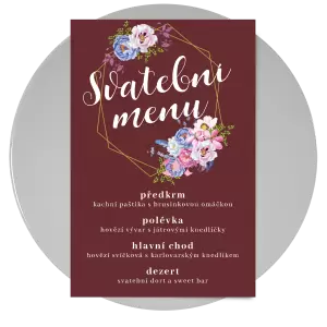 Papírové svatební menu JITKA